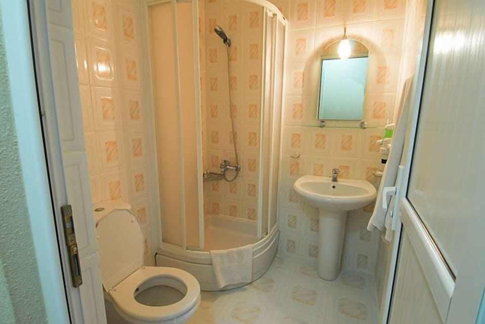 Double Room | Bathroom | Shower, hair dryer, slippers, towels