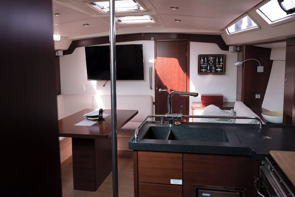 Flat-screen TV, first-run movies, pay movies, stereo