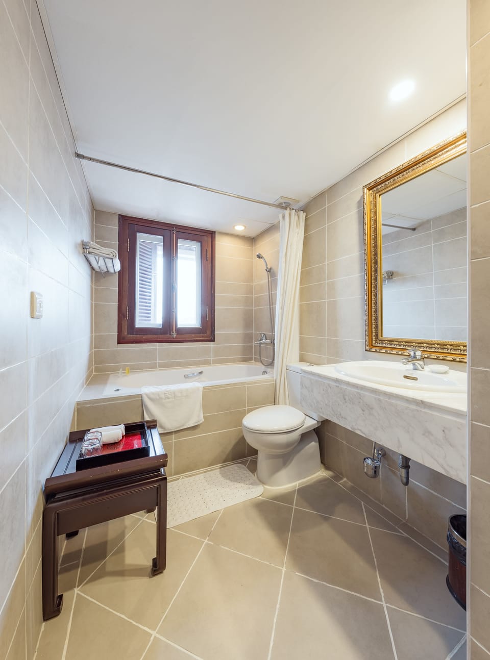 Premium Suite, 1 King Bed, Terrace, City View | Bathroom | Combined shower/tub, deep soaking tub, designer toiletries, hair dryer
