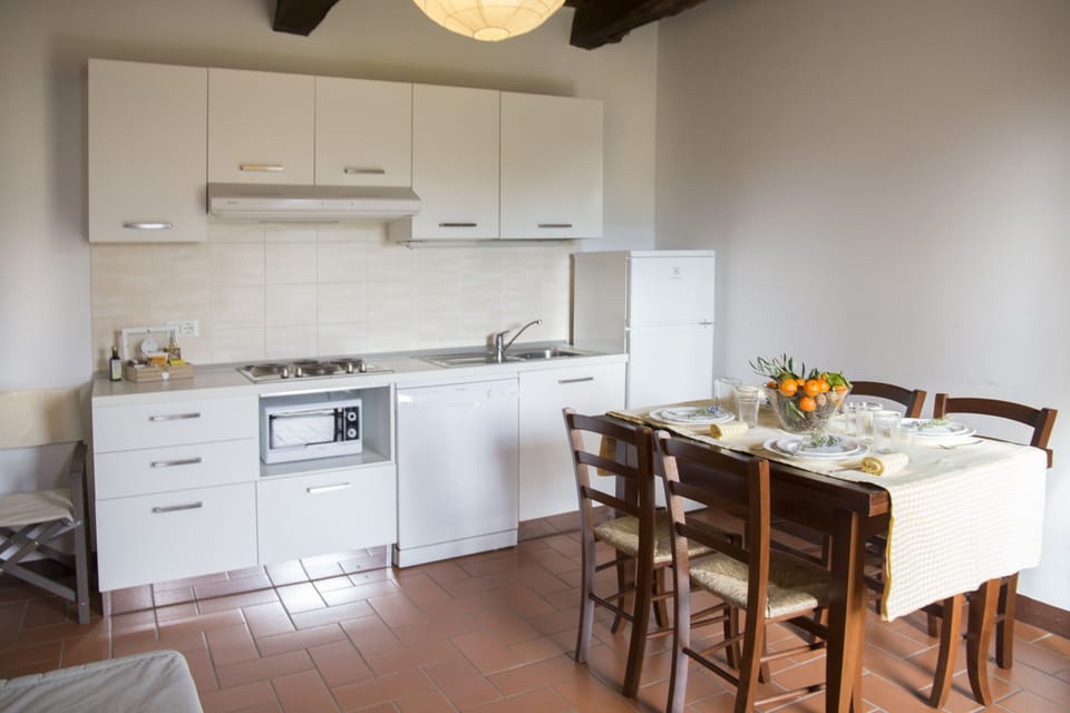 Apartment, 1 Bedroom (Sabbia) | Private kitchen | Full-size fridge, microwave, stovetop, dishwasher