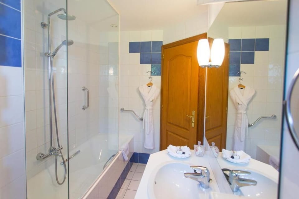 Free toiletries, hair dryer, bathrobes, soap