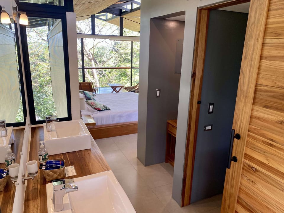 Deluxe Studio Suite, 1 King Bed, Valley View | Bathroom | Shower, rainfall showerhead, eco-friendly toiletries, towels