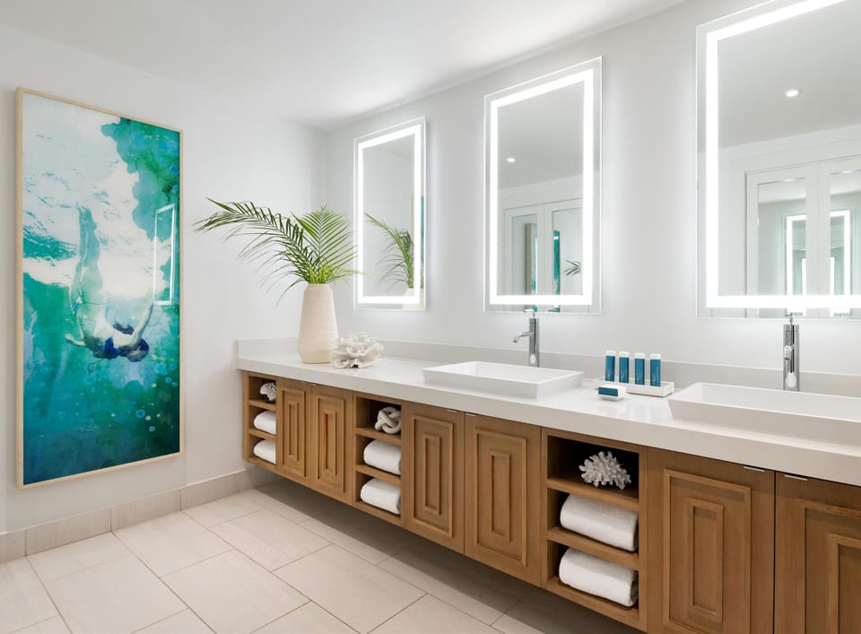 Shower, eco-friendly toiletries, hair dryer, towels