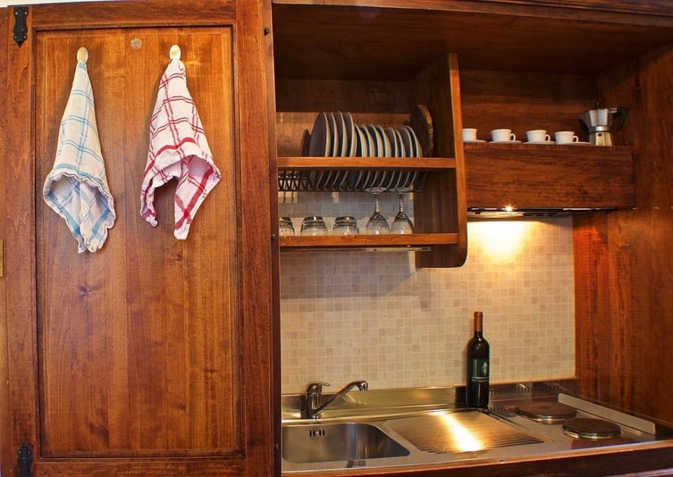 Apartment, Ground Floor (Dino) | Private kitchenette | Fridge, stovetop, coffee/tea maker, cookware/dishes/utensils