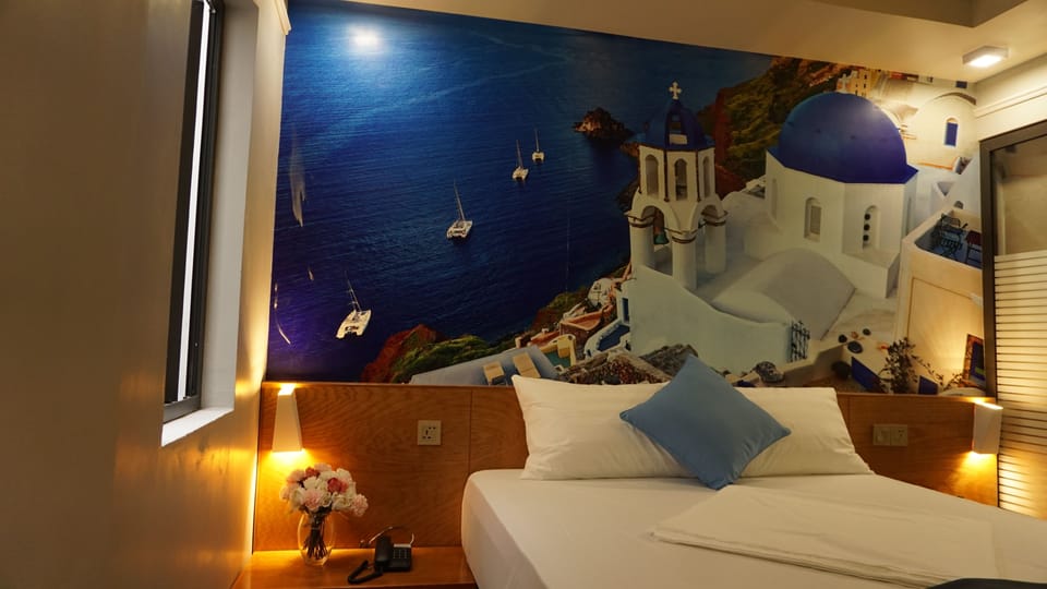 Premium bedding, pillowtop beds, desk, laptop workspace