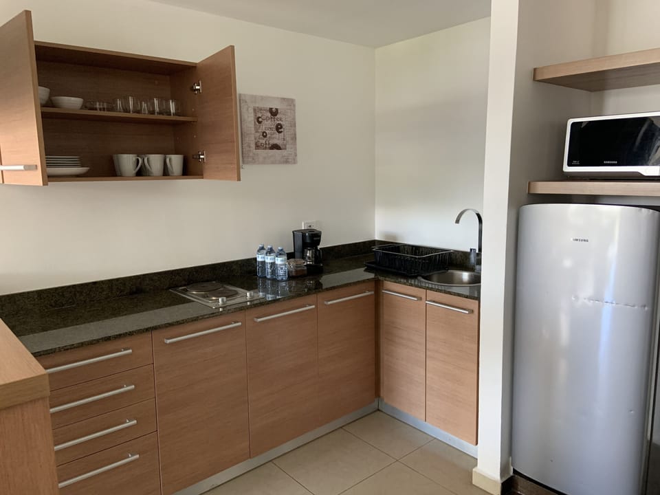 Studio | Private kitchen | Coffee/tea maker, full-size fridge, microwave