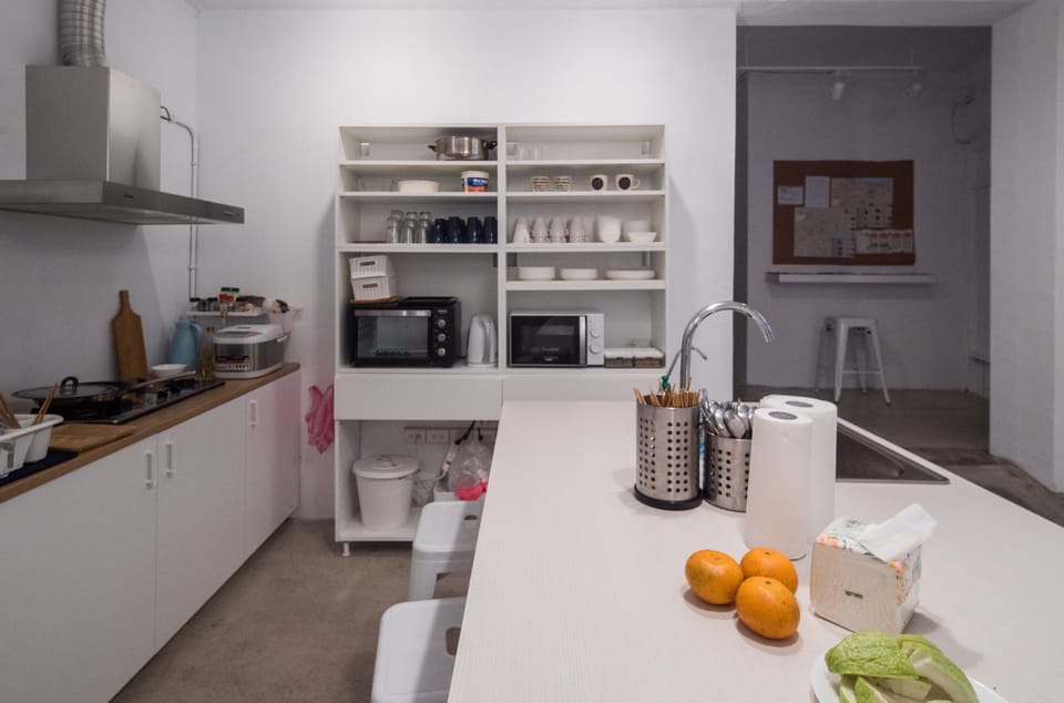 Shared fridge, microwave, oven, cleaning supplies