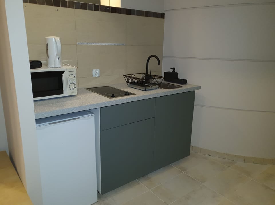 Studio Suite | Private kitchen | Mini-fridge, microwave, electric kettle, cleaning supplies