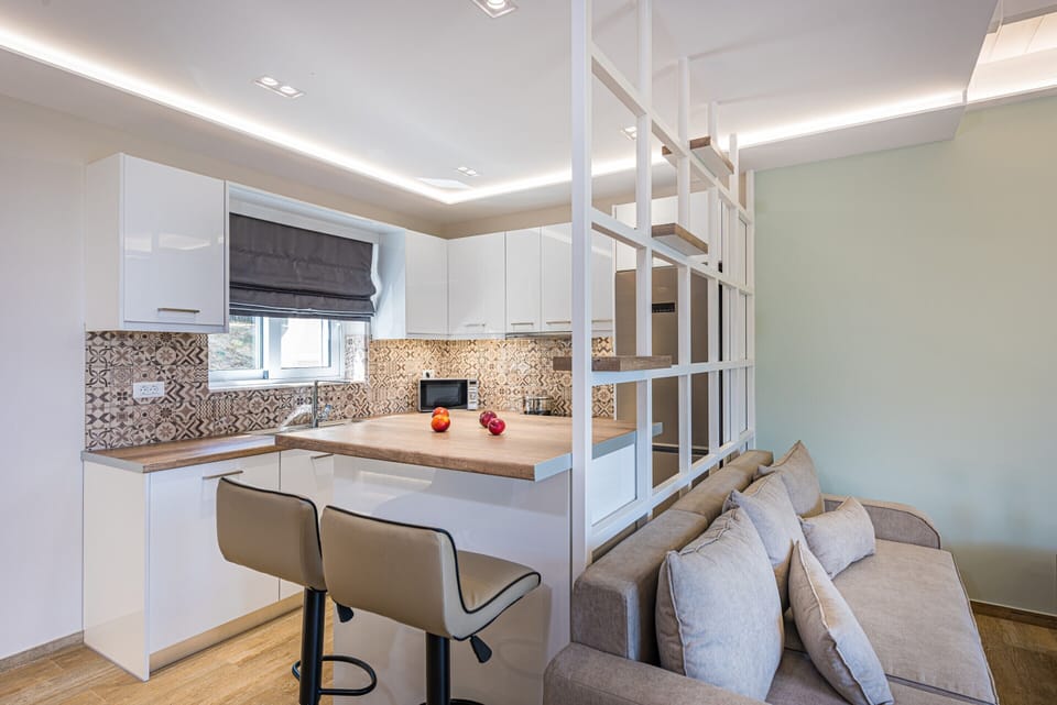 Family Villa, Sea View | Private kitchen | Fridge, microwave, oven, stovetop