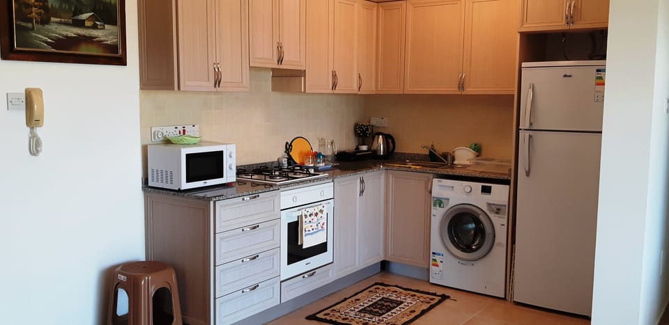 Comfort Apartment, 1 Bedroom, Balcony, Sea View | Private kitchen | Coffee/tea maker, full-size fridge, microwave, oven