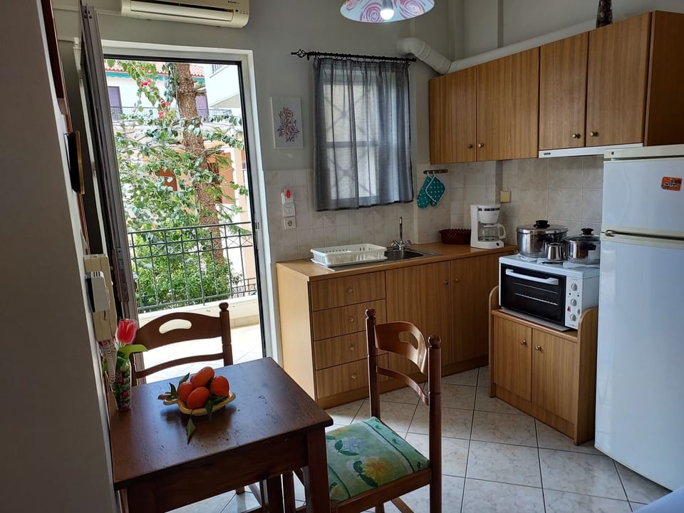 Fridge, oven, stovetop, cookware/dishes/utensils