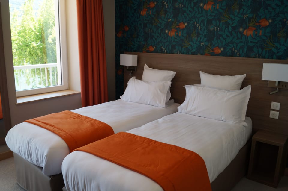 Twin Room (vue Rhone) | Premium bedding, in-room safe, desk, laptop workspace