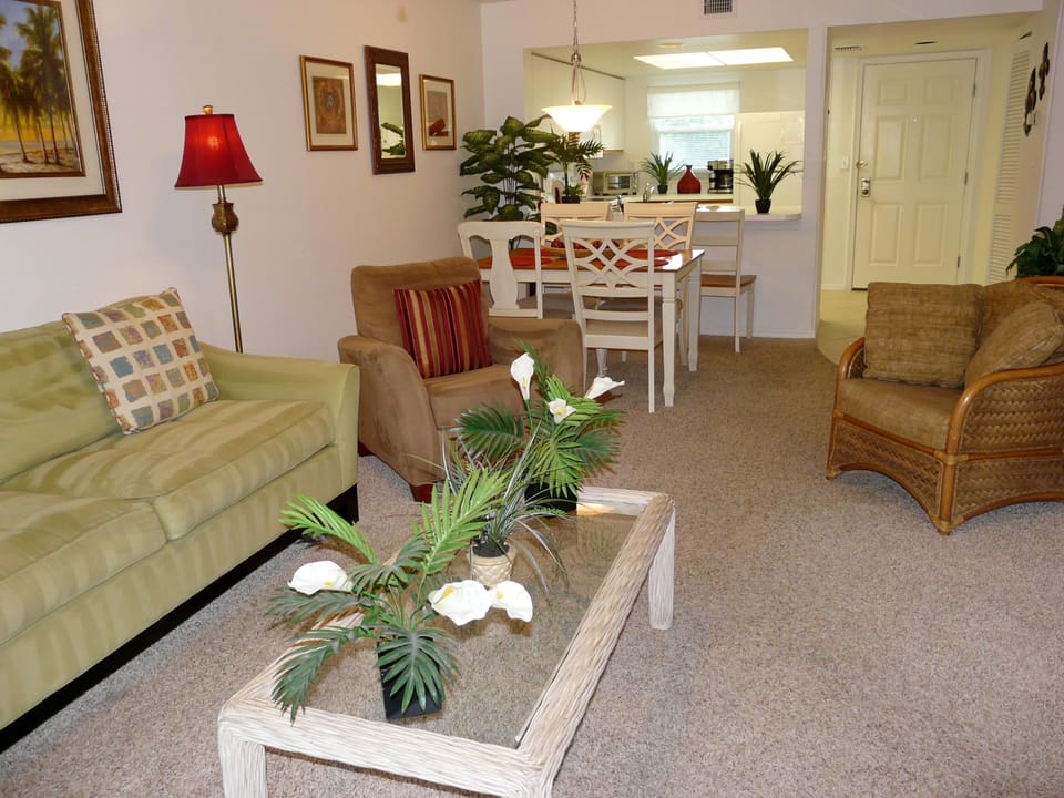 Condo, 1 King Bed with Sofa bed (Peaceful condo with pool across from ) | Living area | Flat-screen TV