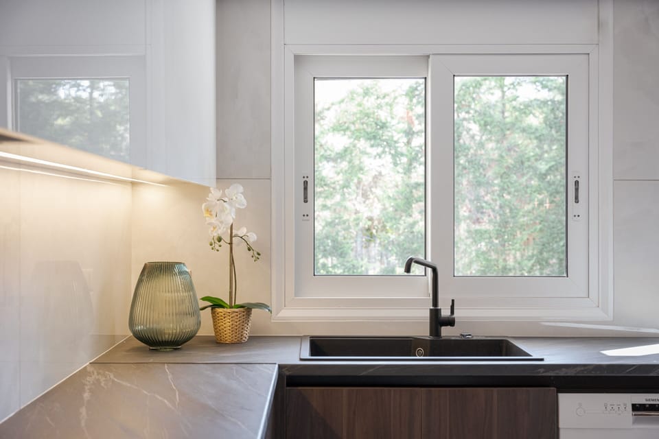 Luxury Villa | Private kitchen | Full-size fridge, microwave, oven, stovetop