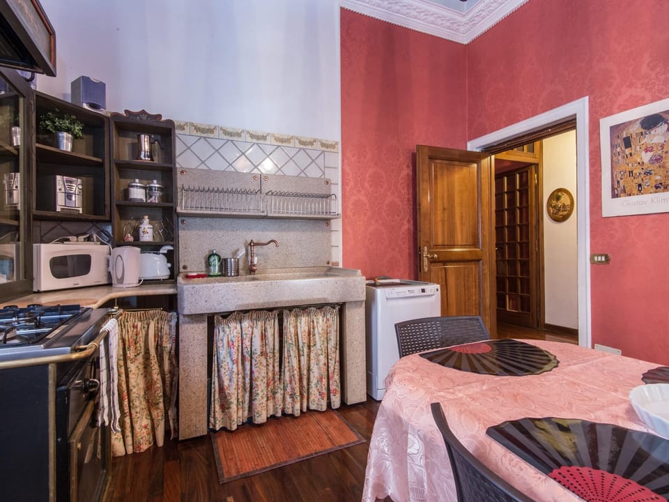Fridge, microwave, stovetop, espresso maker