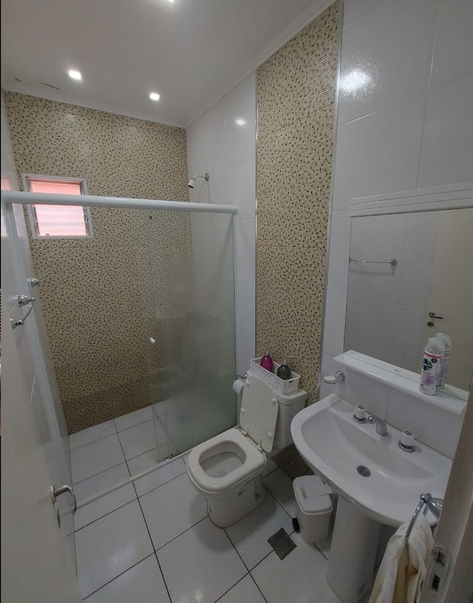 Shower, towels, toilet paper
