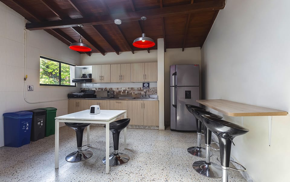 Fridge, microwave, oven, dishwasher