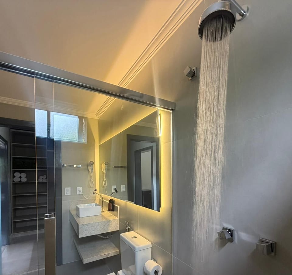Superior Quadruple Room, Patio | Bathroom | Shower, hair dryer, towels, soap