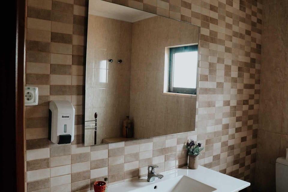 Shower, towels, soap, toilet paper