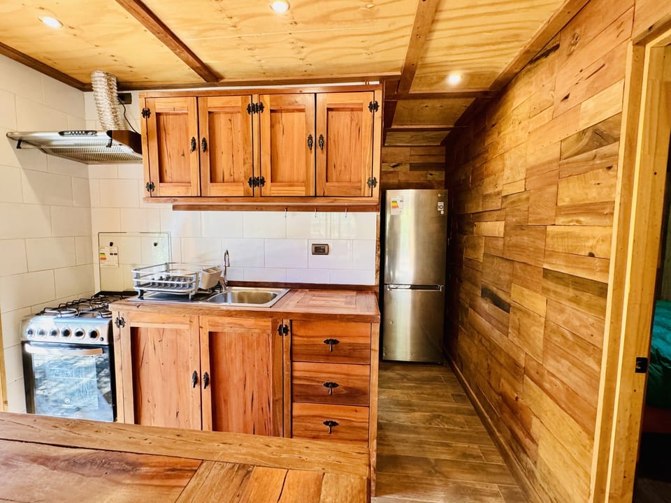 Family Cabin, 2 Bedrooms, Hot Tub, Mountain View | Private kitchen | Full-size fridge, oven, cookware/dishes/utensils, paper towels