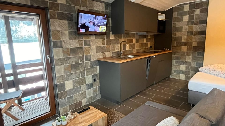 Standard Apartment, 1 Bedroom, Balcony, Mountain View (3) | Private kitchen | Fridge, microwave, stovetop, dishwasher