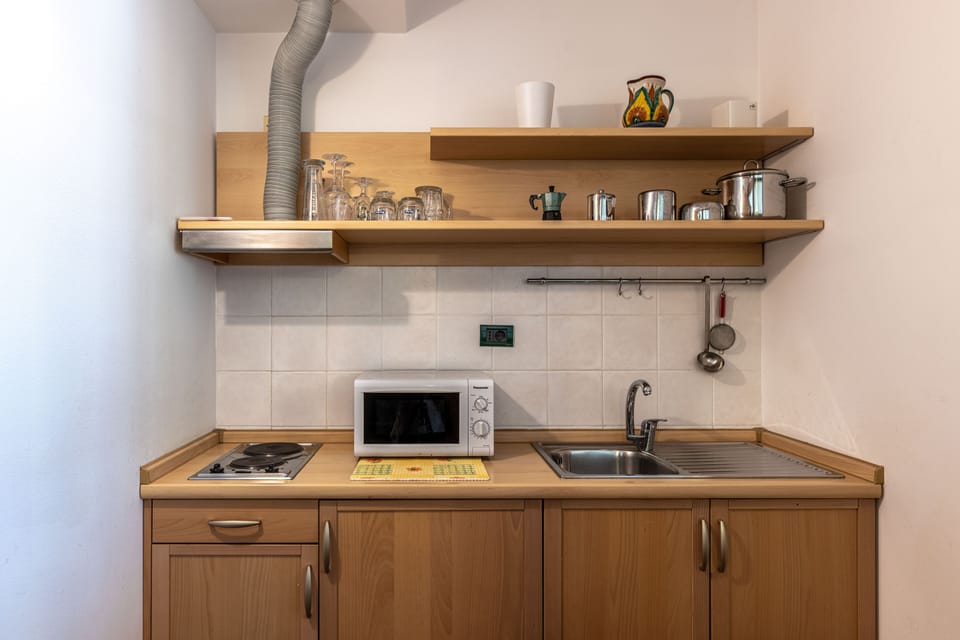 Classic Studio, Kitchen, Lake View | Private kitchen | Fridge, microwave, cleaning supplies