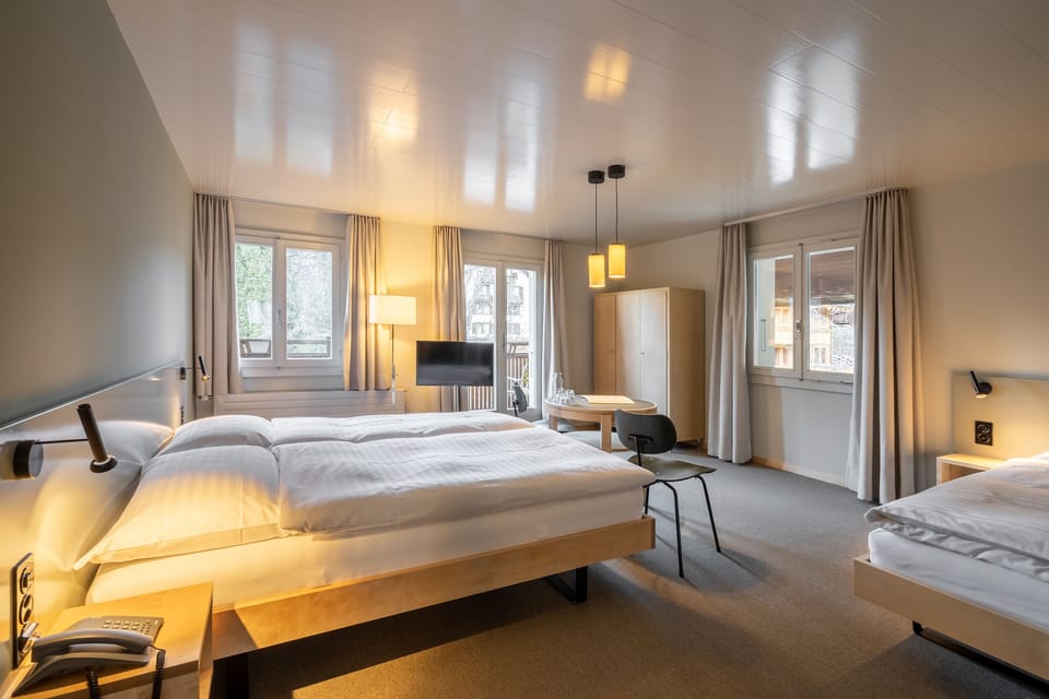 Triple Room, Balcony (forest view) | Hypo-allergenic bedding available, down comforters, minibar