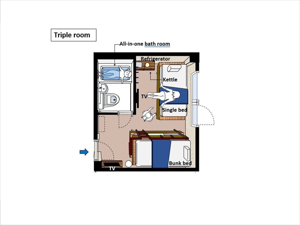 Triple Room | Free WiFi, bed sheets