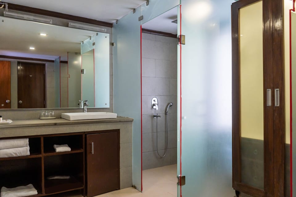 Shower, rainfall showerhead, hair dryer, bidet