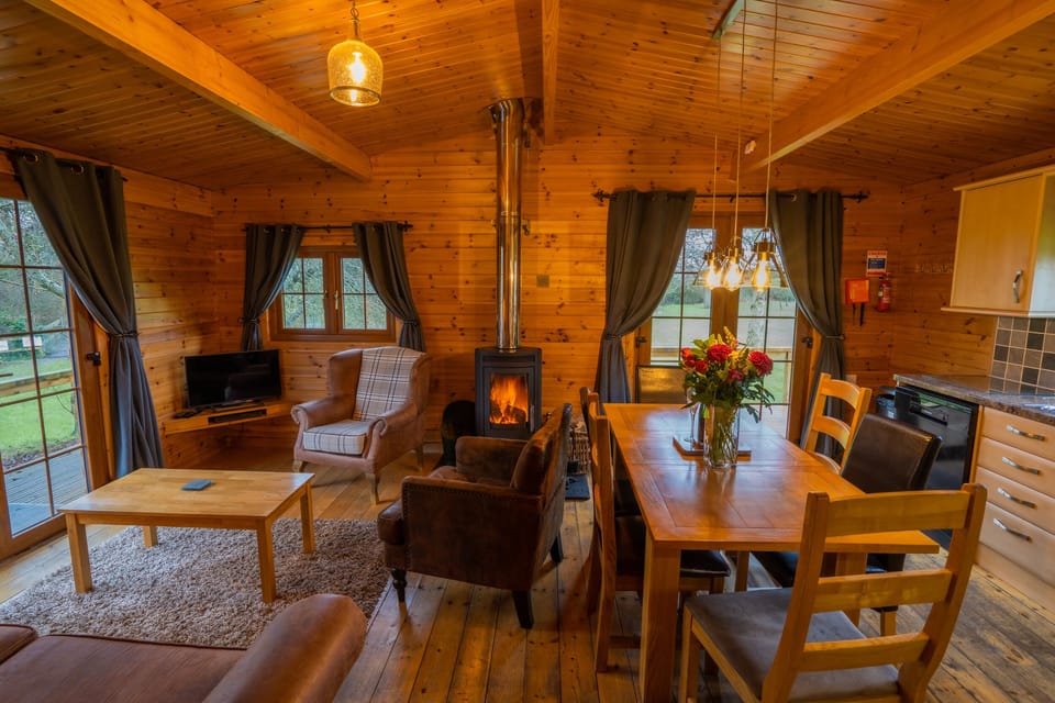 Otters Bank Log Cabin | Living area | Flat-screen TV