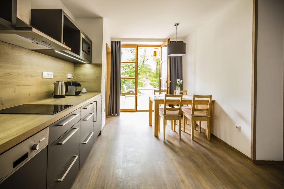 Grand Apartment, 2 Queen Beds, Garden View, Annex Building | Private kitchen | Coffee/tea maker