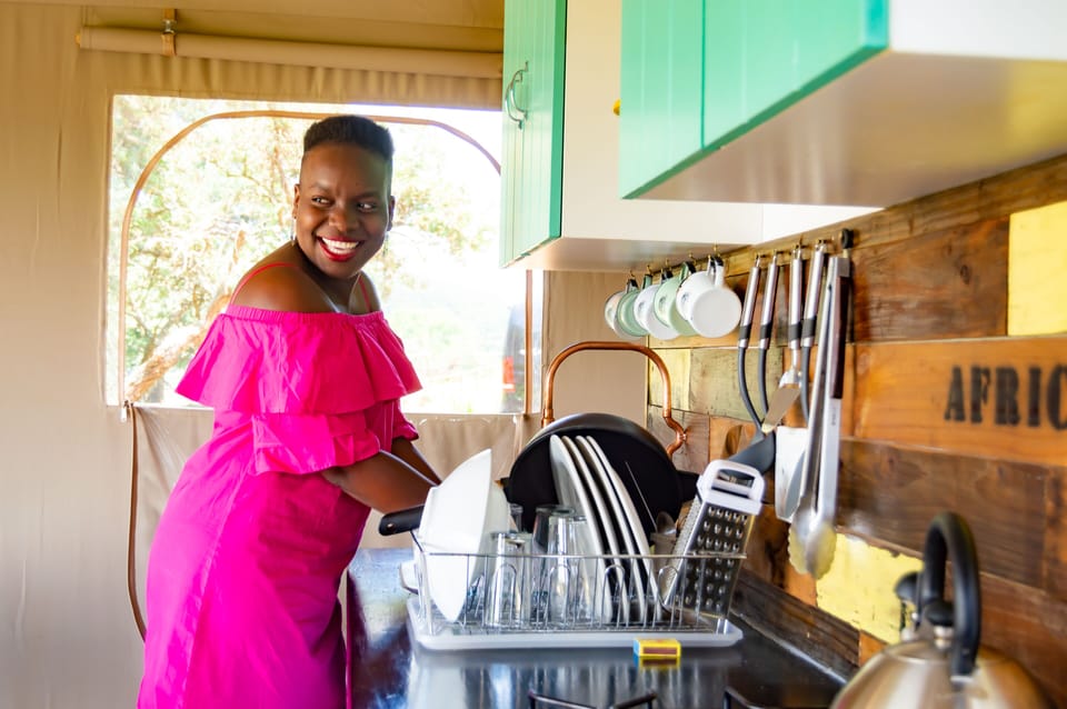 Luxury Tent, 2 Bedrooms | Private kitchen | Fridge, microwave, stovetop, coffee/tea maker