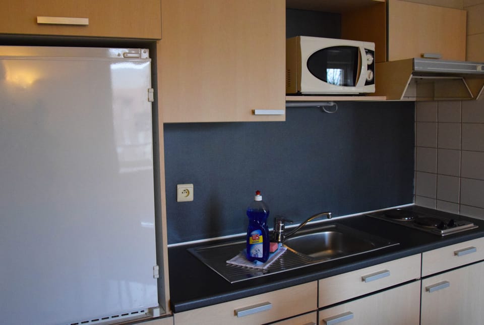 Fridge, microwave, coffee/tea maker, electric kettle