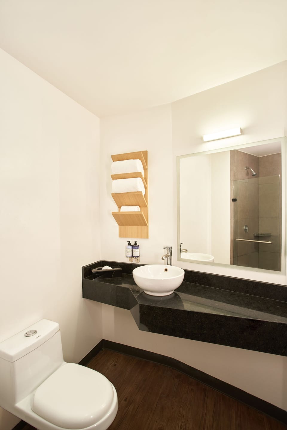 Shower, free toiletries, hair dryer (on request), towels