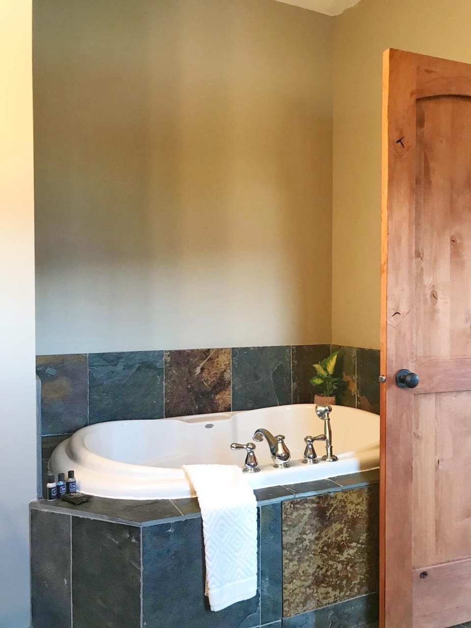 Separate tub and shower, free toiletries, hair dryer, towels