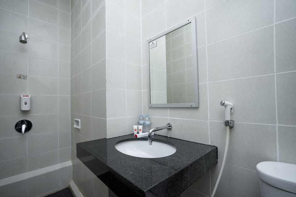 Shower, free toiletries, slippers, bidet