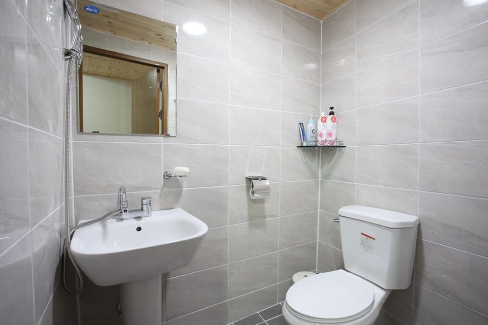 Shower, designer toiletries, hair dryer, heated floors