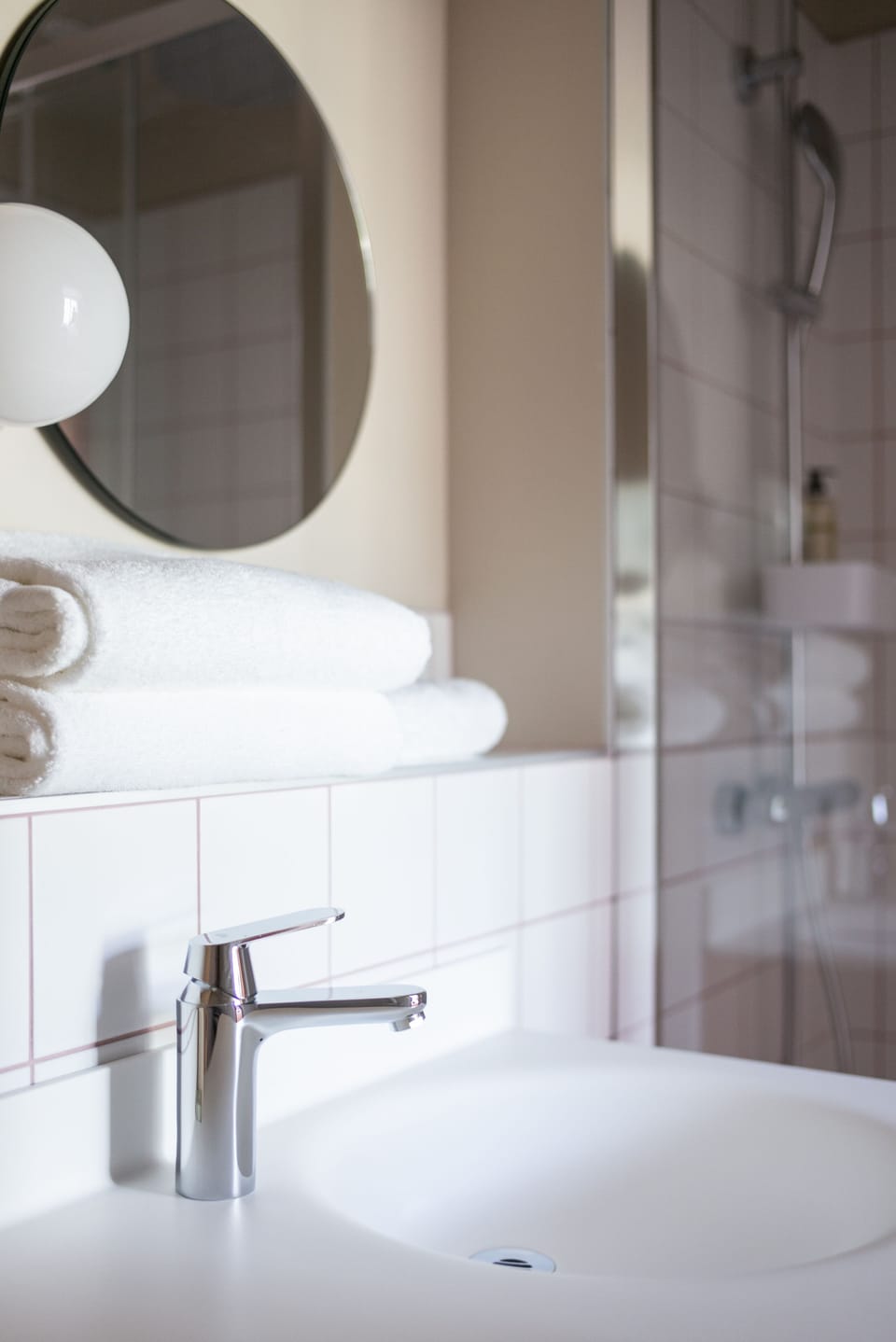 Shower, rainfall showerhead, eco-friendly toiletries, hair dryer