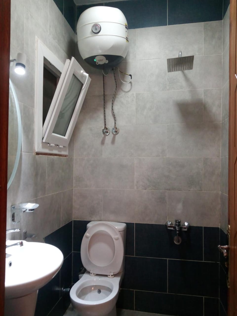 Shower, slippers, towels