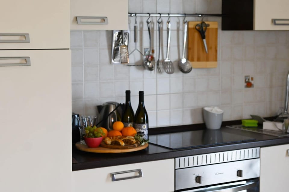 Apartment (A1) | Private kitchen | Fridge, microwave, oven, stovetop
