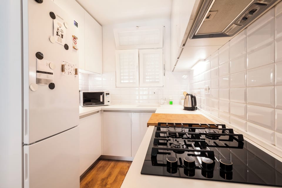 Apartment (A1) | Private kitchen | Fridge, microwave, oven, stovetop
