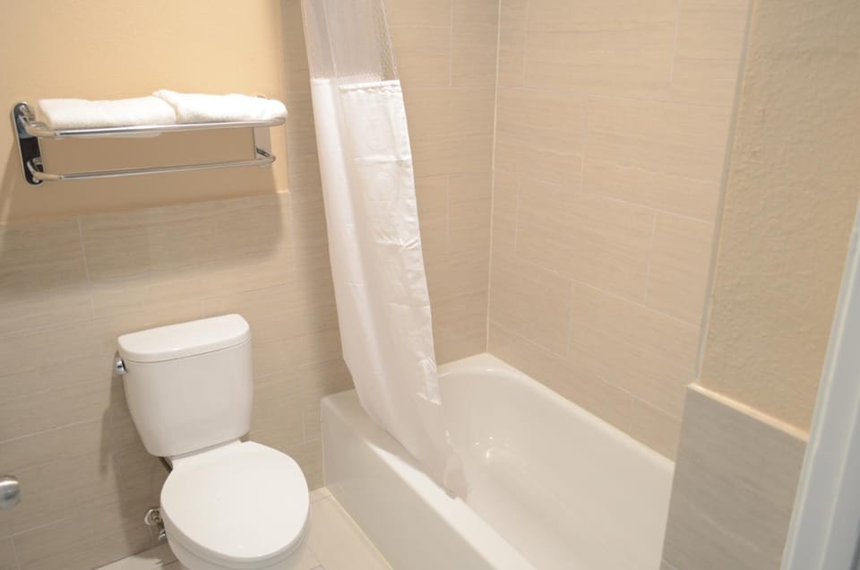 Combined shower/tub, free toiletries, hair dryer (on request), towels
