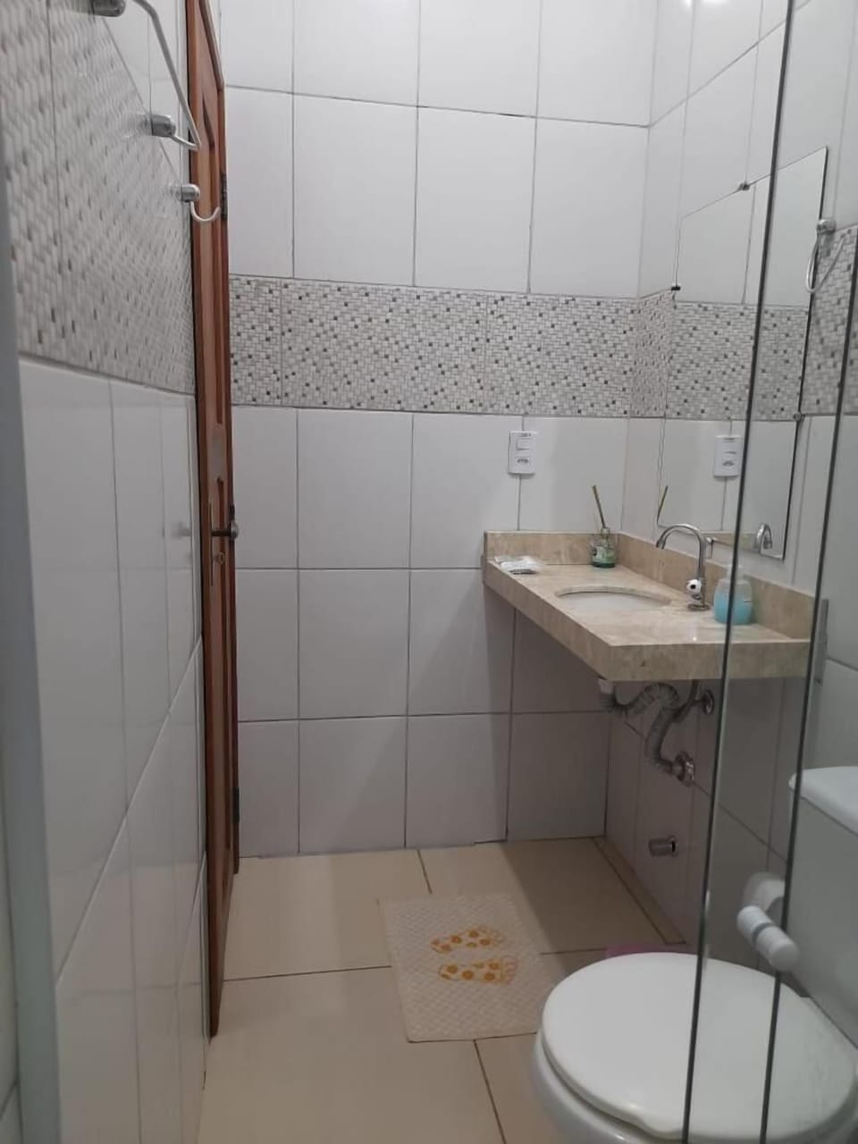 Shower, free toiletries, bidet, towels