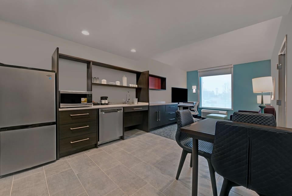Suite, 1 King Bed, Accessible (Roll-In Shower) | Private kitchen | Full-size fridge, microwave, dishwasher, coffee/tea maker