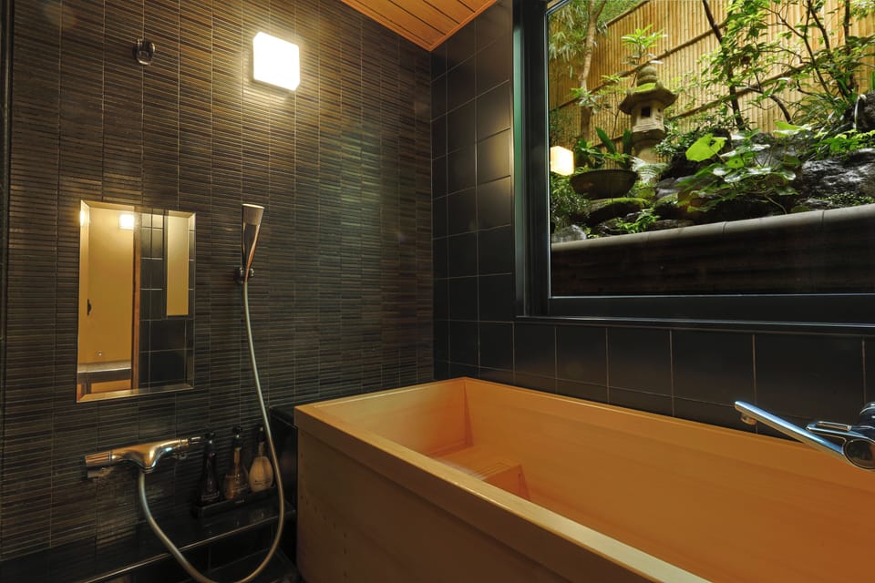 Mountain Side Japanese-Style Room with Hinoki Bath, Non Smoking | Bathroom | Shower, free toiletries, hair dryer, slippers