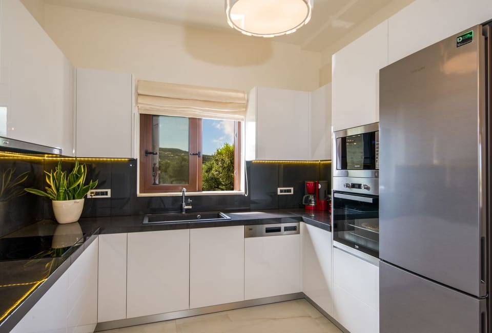 Villa | Private kitchen | Fridge, microwave, oven, stovetop
