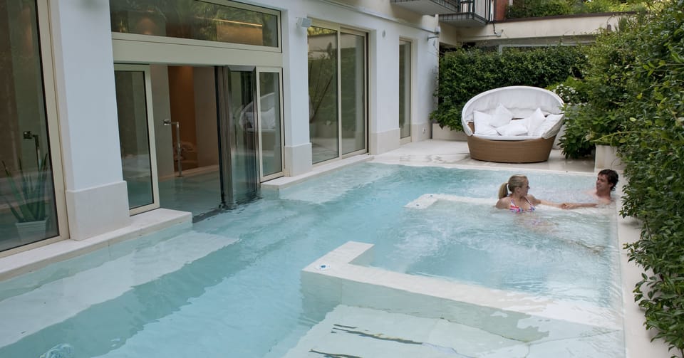 Outdoor pool, open 11:00 AM to 8:00 PM, sun loungers