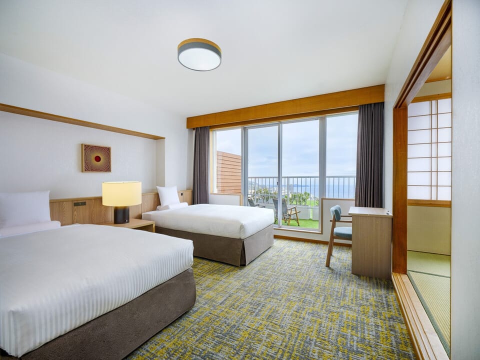 [Ocean View] Japanese-Western Deluxe Room & Terrace (With private bathroom) (Non-smoking) | In-room safe, bed sheets