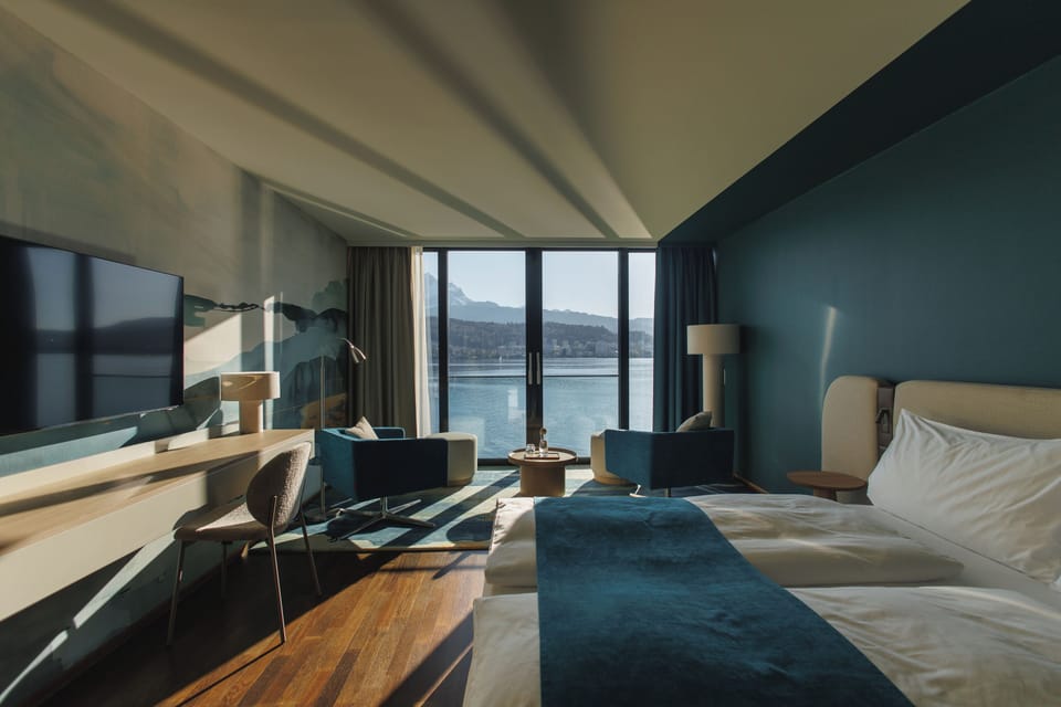 Lake View Deluxe Room | Hypo-allergenic bedding available, minibar, in-room safe, desk