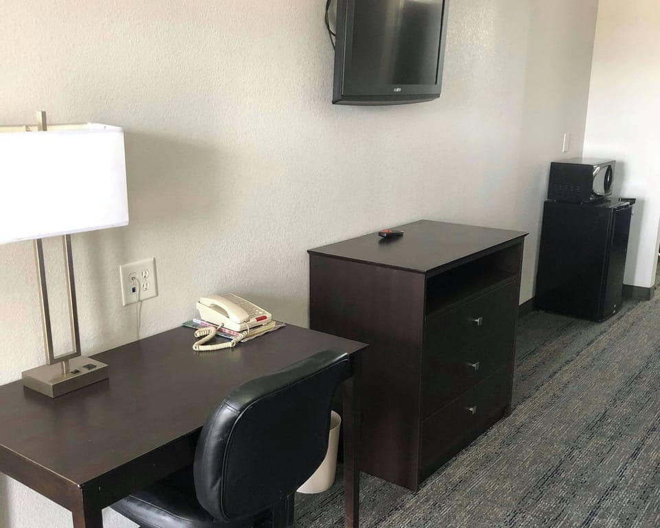 Desk, blackout drapes, iron/ironing board (on request), WiFi (free)